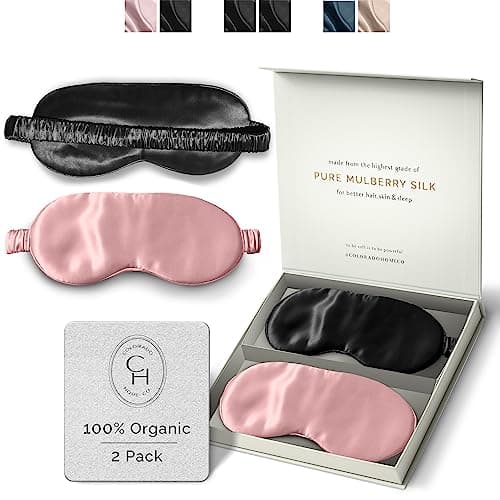 Image of Silk Sleep Mask for Women and Men - Silk Eye Mask, Weighted Eye Mask for Sleeping, Blindfold, Eye Covers, Silk Eye Sleeping Mask, Cooling Eye Mask for Better Sleep - Includes 2 Sleep Masks