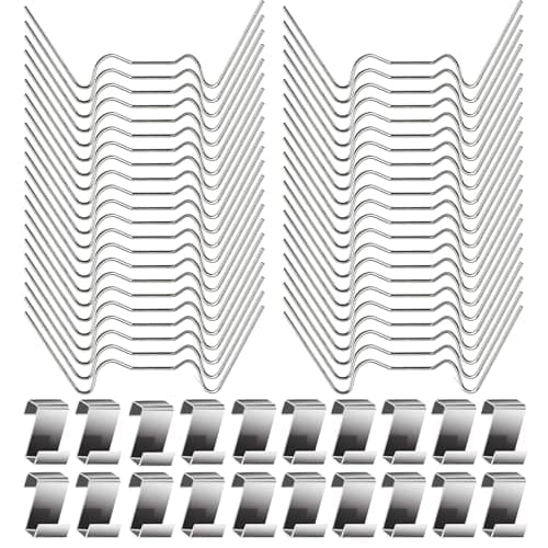 Image of 60Pcs Greenhouse Glass Clips (Z & W Type) - Stainless Steel Glazing Clips for Aluminium Frame Greenhouses, Glass/Polycarbonate Panes Replacement & Stormproof Fixings