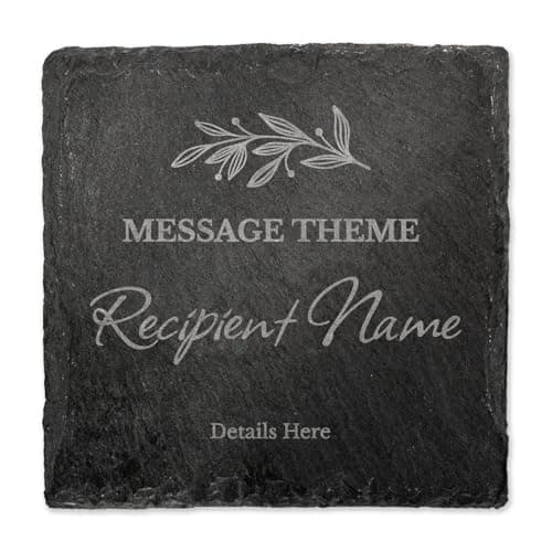 Image of 1 Personalised Customised Engraved Square Slate Drinks Coaster Gift Present 100mm X 100mm Primary Teaching Services (Natural Finish)