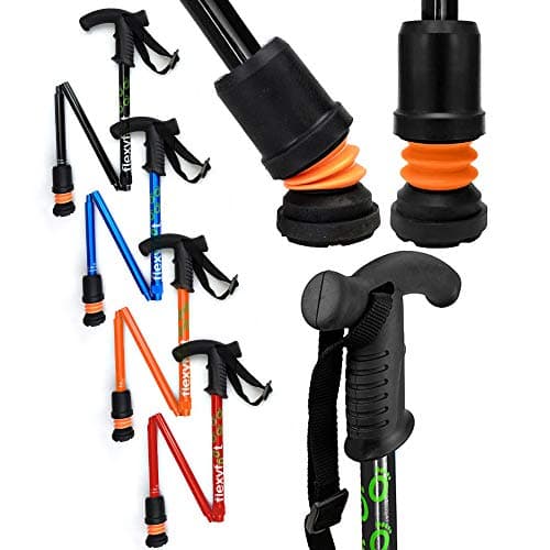 Image of Flexyfoot Shock Absorbing Derby Handle Folding Walking Stick – Improved Comfort, Improved Grip, Improved Safety – Colour: Black