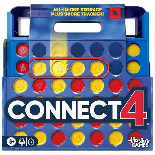 Image of Official Hasbro Games Connect 4 Game (2025 Edition) | All-in-1 Storage, Carrying Case, Score Tracker | Ages 6+ | 2 Players | Family Games for Children - English Version