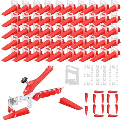 Image of Flintronic 400PCS Tile Leveling System, 3mm 300pcs Tile Spacers Leveling Clips with 100pcs Resuable Wedges with A Tile Leveling Pliers, Tile Installation Tool for Stone and Floors