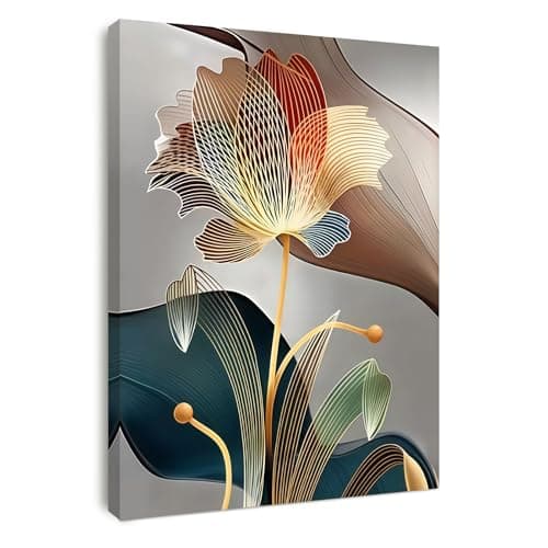 Image of Alptiny Abstract Floral Canvas Wall Art - Modern Flower Artwork with Vibrant Colors for Living Room, Bedroom, and Hallway, Contemporary Wall Decor for Home
