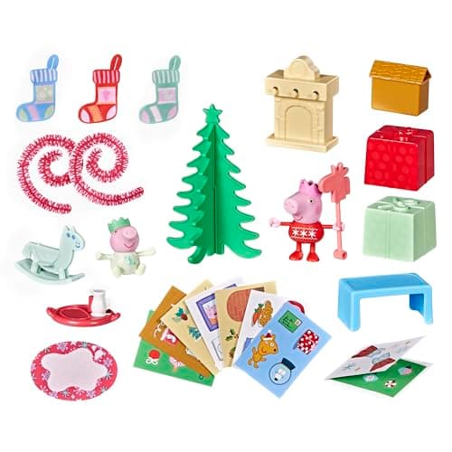 Image of Peppa Pig Peppa & Evie's Advent Calendar, Numbered Countdown Calendar for Christmas with 24 Surprises, Includes 2 Figures, Preschool Toys 3+
