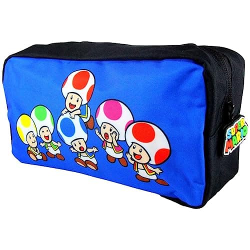 Image of Super Mario Blue Toad School Pencil Case Zip Up for Stationary