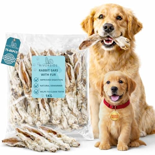 Image of Rabbit Ears with Fur for Dogs - (1kg 70-85 Ears), Premium Hypoallergenic, 100% Natural Raw Dog Treats, For All Large, Small, Adults & Puppies - UK COMPANY