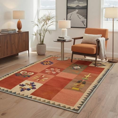 Image of BEIMO Floral Washable Rug 120x170cm, Modern Petal Bedroom Living Room Large Rug, Quick Dry Spill Resistant Anti-Slip Fluffy Shaggy Rug for Home Indoor