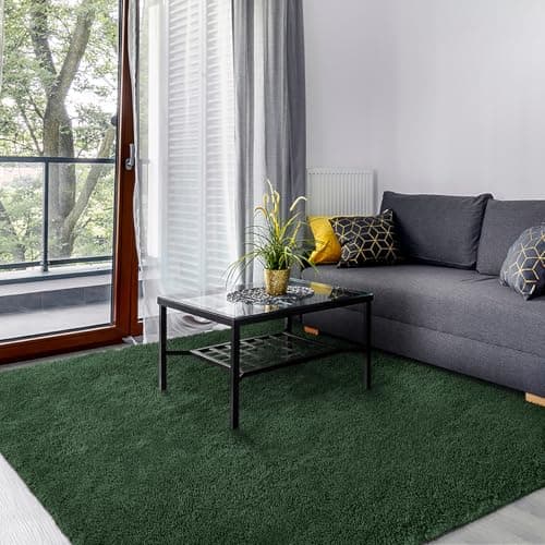 Image of SOANNY Rugs Living Room, Large Soft Fluffy Shaggy Non-Slip Machine Washable Carpet for Bedroom Office Lounge Playroom Nursery Bedside Dorm, 160x230cm, Forest Green