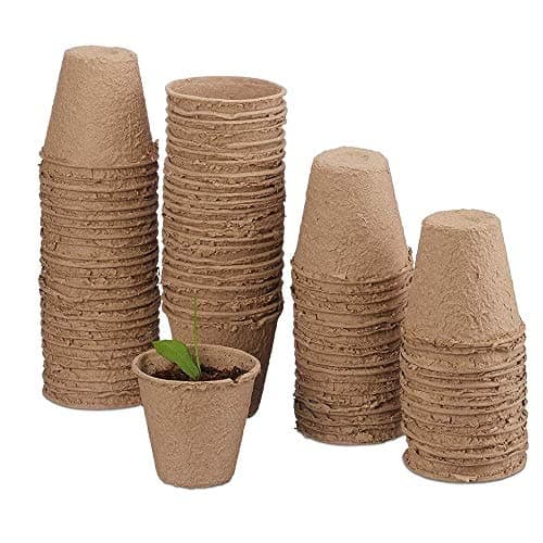 Image of Sticker Superb. 70 Pieces Beige Round 8cm Seedling Pots, Biodegradable Fibre Seed Pots for Seedling, Cultivation Pots in the Set for Plants, Biodegradable Pots (70)