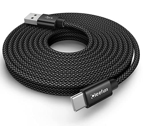 Image of CLEEFUN 6m/20ft Extra Long USB C Cable, Durable Nylon Braided USB A to Type C Fast Charging Charger Cable Compatible With Samsung Galaxy Note, M o t o, L G, Pixel and More USB C Smartphone, Tablet