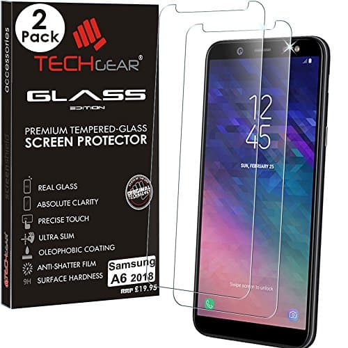 Image of TECHGEAR [2 Pack] GLASS Edition for Galaxy A6 (SM-A600 Series) - Genuine Tempered Glass Screen Protectors Guard Covers Compatible with Samsung Galaxy A6 2018