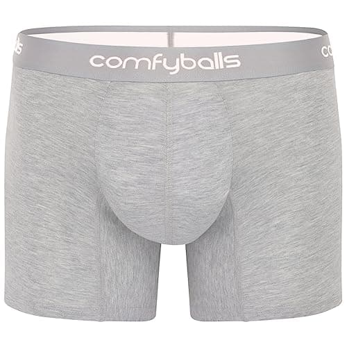 Image of Comfyballs Premium Boxer Briefs in Proprietary Soft and Eco-Friendly Fabric Comfycel with Packagefront Long Model Technology for Men, Grey Melange, S