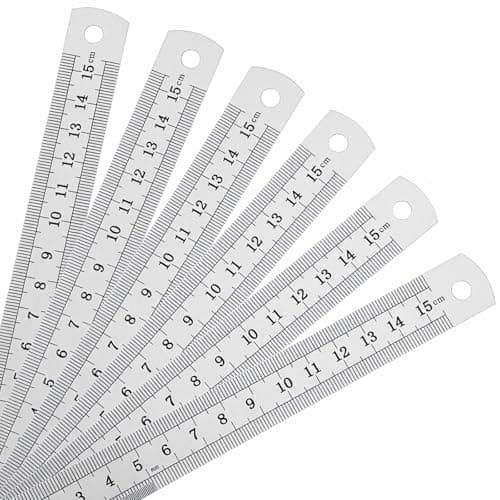 Image of Jeffdad 6PCS Stainless Steel Ruler, 6 Inch Metal Straight Edge Ruler Heavy Duty Precision Rule with Hanging Hole for Office, School, Engineers, Architects Easy Measurements