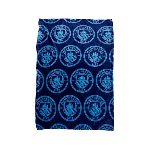 Image of Character World Official Manchester City FC Fleece Throw Blanket | Super Soft, Football Crest Design | Warm Super Soft Feel Blue Throw | Perfect for Home, Bedroom, Sleepovers & Camping