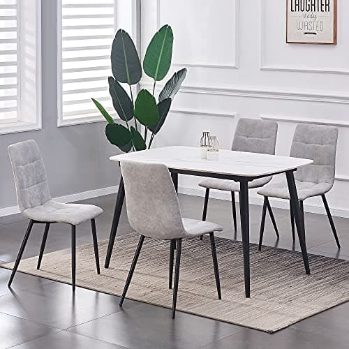 Image of mcc direct Set of 4 Faux Matte Suede Leather Dining Chairs With metal Legs home& restaurants henri [Black*Grey *Light Grey* Pink] (LIGHT GREY)