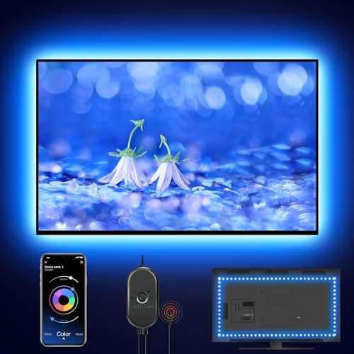 Image of Mexllex LED TV Backlights for 43''-55'' TV with Remote App Control LED TV Backlight Color Changing RGB LED Strip USB Powered (APP Control+ Remote)