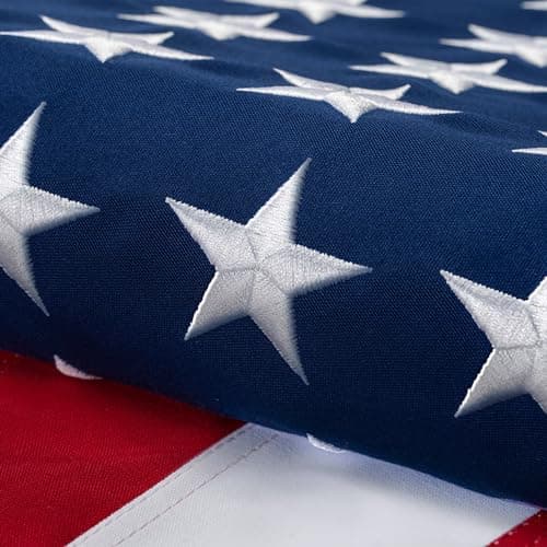 Image of Cotton American Flag 3x5 Ft for Outside, TearProof Heavy Duty Fabric, Embroidered Stars, Sewn Stripes, Brass Grommets US USA Best Indoor Outdoor Flags