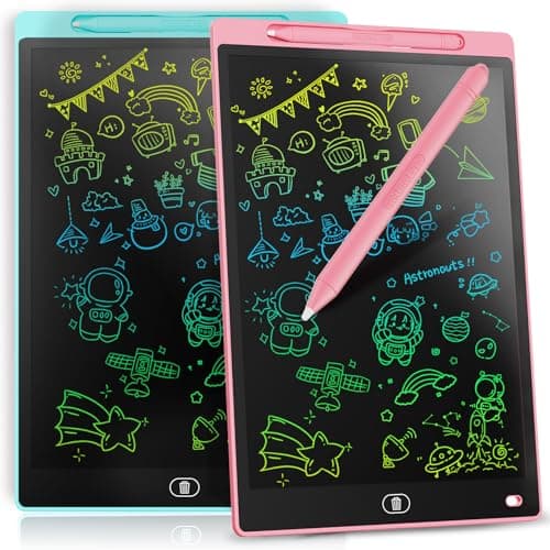 Image of [2 Pack] Genialba 8.5 inch LCD Drawing Tablet for Kids Colorful Screen Writing Board Toddler Toys Learning Educational Stocking Fillers Kids Gifts for for 3 4 5 6 7 Year Old Boys Girls, (Pink&Blue)