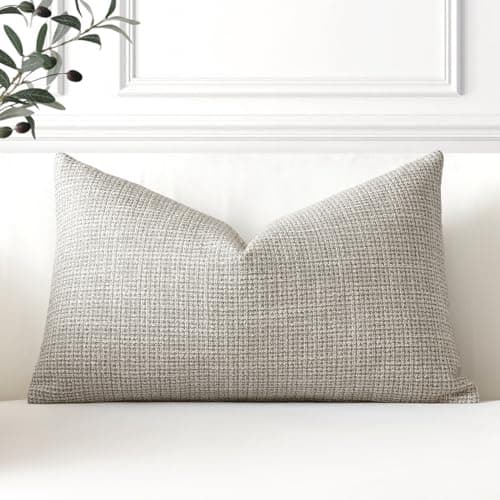 Image of Artscope Linen Cushion Covers Set of 1 Decorative Lumbar Pillowcase Pillow Cover 12x20 Inch for Home Decor Sofa Bedroom Car 30x50cm Khaki