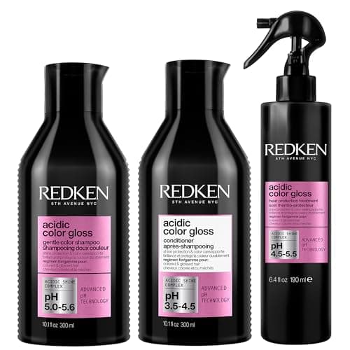 Image of REDKEN Acidic Color Gloss Bundle with Sulphate-Free Shampoo 300ml, Conditioner 300ml & Leave-In Heat Protection Treatment 190ml, For Glass-Like Shine and Colour Protection