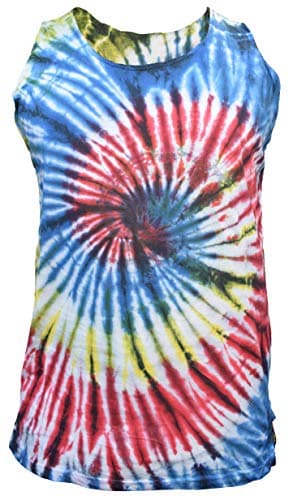 Image of Gheri Mens Cotton Sleeveless Sando Singlet Summer Vest Sleevesless Top Galaxy Spiral Tie Dye Large