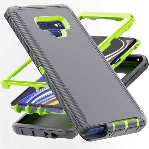Image of AYMECL for Note 9 Case,[Military Grade] 3 in 1 Heavy Duty Full Body Shockproof Protection Phone Case for Samsung Galaxy Note 9 6.4 inch,Green+Grey