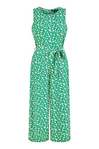 Image of Mela London Mela Green Daisy Print Culotte Jumpsuit 16 Green