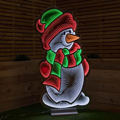 Image of Samuel ALEXANDER 4ft (1.2m) Tall Standing Light up Snowman Infinity Christmas Decoration with Multi-Coloured LEDs