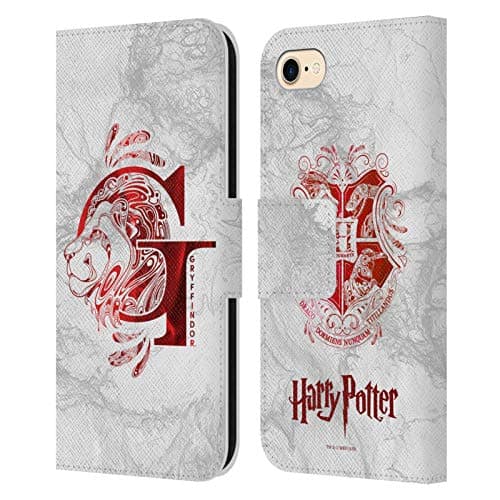 Image of Head Case Designs Officially Licensed Harry Potter Gryffindor Aguamenti Deathly Hallows IX Leather Wallet Case Compatible With Apple iPhone 7/8 / SE 2020 & 2022