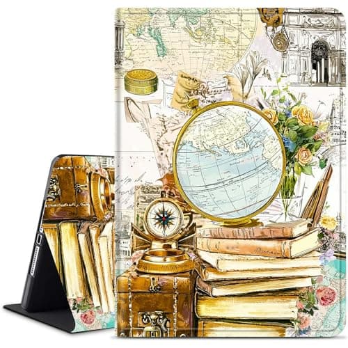 Image of Dikoer for Samsung Galaxy Tab E 9.6" 2015 (SM-T560/T561/T565/T567) Tablet Case, Multiple Viewing Angles & Kickstand Back Case Drop Protection Smart Cover, Retro Map