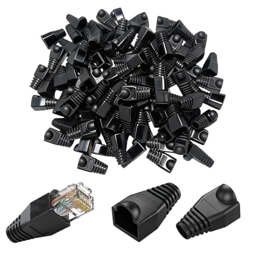 Image of RJ 45 Ethernet Cable Connector Cover, 100 Pcs Ethernet Cable Plug Protectors Soft Plastic RJ45 Boots Cover Network Wire LAN Strain Relief Boots Prevents Cable Break for For Cat5 Cat5e Cat6 Cat6e