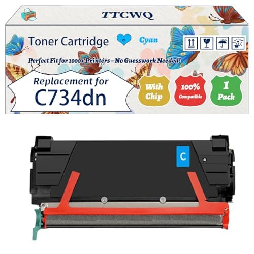 Image of Compatible for Lexmark C734dn Toner Cartridge Work for Lexmark C734dn C734dtn C734dw C734n C736dn C736n X734de Printers, with Chip, High Yield 8000 Pages, High-Definition Printing (1 Pack Cyan)