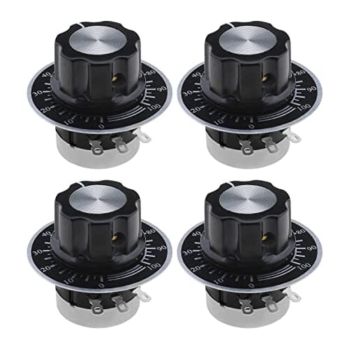Image of OTOTEC 4 Sets Carbon Film Potentiometer RV24YN20S B103 10K ohm Single Turn for Inverter Speed Regulation Motor Speed Control with Knob Dials