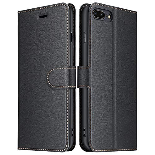 Image of ELESNOW Phone Case for iPhone 7 Plus / 8 Plus, Flip Wallet PU Leather Card Holder with RFID Blocking Magnetic Closure Stand Cover for Apple iPhone 7 Plus / 8 Plus (Black)