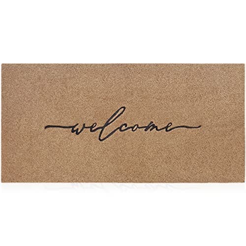 Image of AAZZKANG Welcome Mats for Front Door Extra Large 120 x 45 cm with Durable Non Slip Rubber Backing Ultra Absorb Mud Easy Clean Entry Door mat for Indoor High Traffic Areas Outdoor Doormat Brown