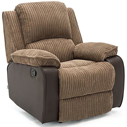 Image of More4Homes POSTANA JUMBO CORD FABRIC RECLINER ARMCHAIR LOUNGE HOME RECLINING CHAIR (Brown)