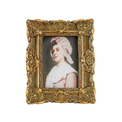 Image of LuHeToz 2.5x3.5 inches Ornate Hand-Crafted Resin Picture Frame with Easel, for Tabletop & Wall Display，Vintage Photo Frame -Antique Gold