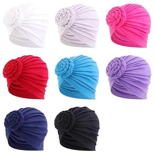 Image of Chemo Headwear Beanie Hat Scarf Cap Headwrap Turban Soft Head Cover Headscarf with Knot detail (z Plain Pale Pink)