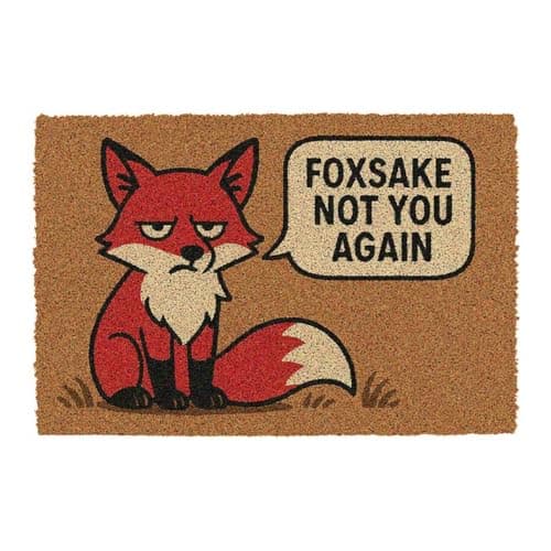 Image of CKB LTD Foxsake Not You Again V2 Fox Themed Novelty Doormat Unique Joke Doormats Front Back Door Mats Made with a Non-slip PVC Backing, Natural Coir, Indoor Outdoor Size 60 x 40cm
