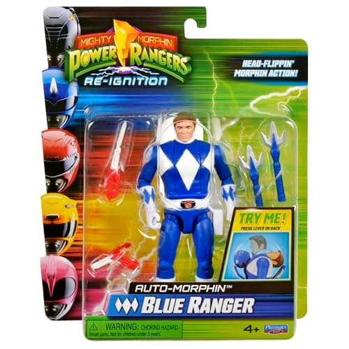 Image of Power Rangers Mighty Morphin Auto-Morphin Blue Ranger Action Figure