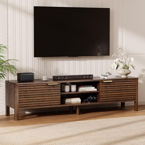 Image of IKALIFE Wooden TV Stand Cabinet - 150cm Long TV Unit With Storage And Adjustable Shelves, Television Console Table for TVs up to 65 inch, Media Entertainment Center For Living Room Bedroom, Walnut