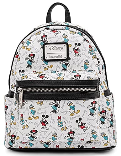 Image of Loungefly Disney Mickey Minnie Mouse Donald Daisy Mini Backpack Handbag White
