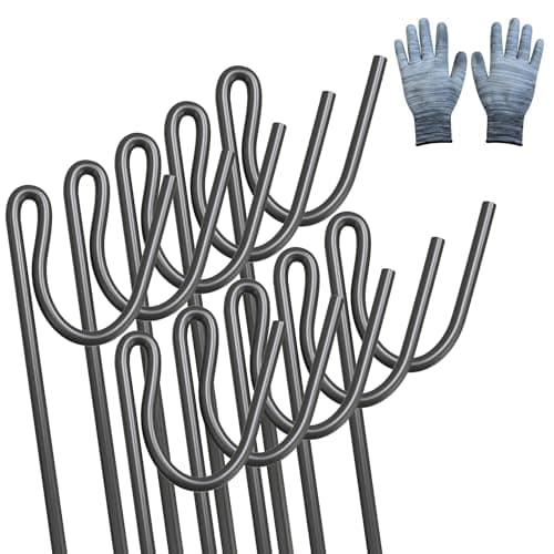 Image of Fencing Pin 1.15m Long 8mm Thick Pins, Steel Fencing Road Rod, Garden Metal Fence Stakes for Temporary Outdoor Garden Fencing and Signage (10 Pack)