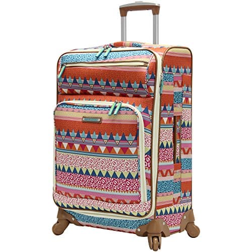 Image of Lily Bloom Design Pattern Luggage 24 Inches Softside Expandable Suitcase with 4-Rolling Spinner Wheels for Woman - Durable Mid-Sized Lightweight Checked Bag, On The Prowl, 24"
