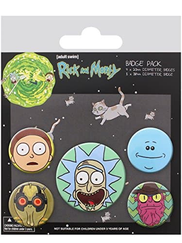 Image of Cartoon Network, BP80615, Rick and Morty - Heads Badge Pack, Multi-Color, 10 x 12.5cm