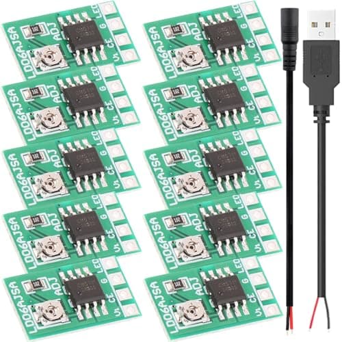 Image of Youmile 10 pcs Adjustable Current LED Driver Board DC 3.3V 3.7V 5V 6V LED Driver module PWM Control Board 30-1500mA 1.5A Constant Current Adjustable Module with USB male cable DC female cable