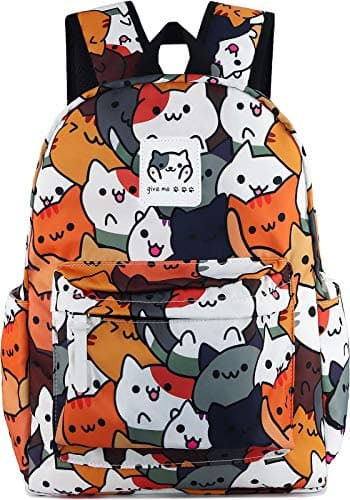 Image of Roffatide Game Neko Atsume Anime Laptop Backpack Cute Cat School Bag Cartoon Printed Daypack
