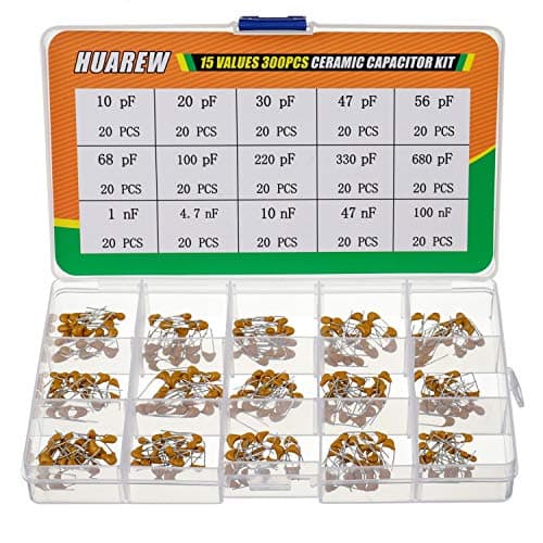 Image of HUAREW 15 Values 300 Pcs Ceramic Capacitor 10~680 pF and 1~100 nF Assortment Kit