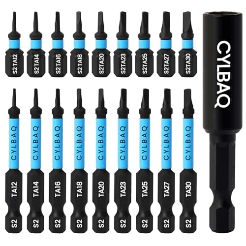 Image of CYLBAQ Triangle Screwdriver Bits, 19Pcs Triangle Head Screwdriver Bit Set 25mm 60mm S2 Steel Magnetic 1/4” Hex Shank Tamper Proof Security Triangular Bits with Bit Extension Holder Impact Power Tool