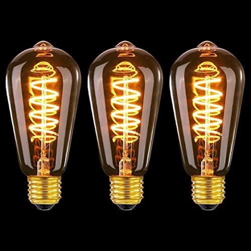 Image of MLOQI 3 Pack Vintage Edison LED Light Bulbs 4W 2200K E27 Squirrel Cage Shaped LED Dimmable Bulbs Antique Style Warm Glow E27 Screw Bulb